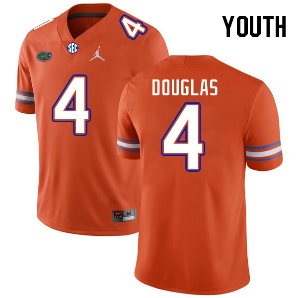 Youth #4 Caleb Douglas Florida Gators College Football Jerseys Stitched Sale-Orange